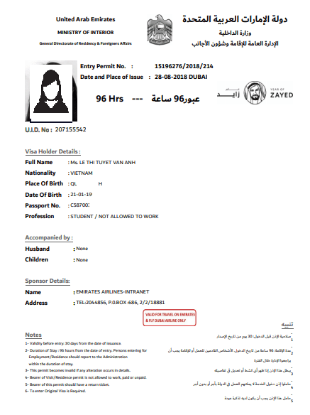 Dubai và Visa transit 96H