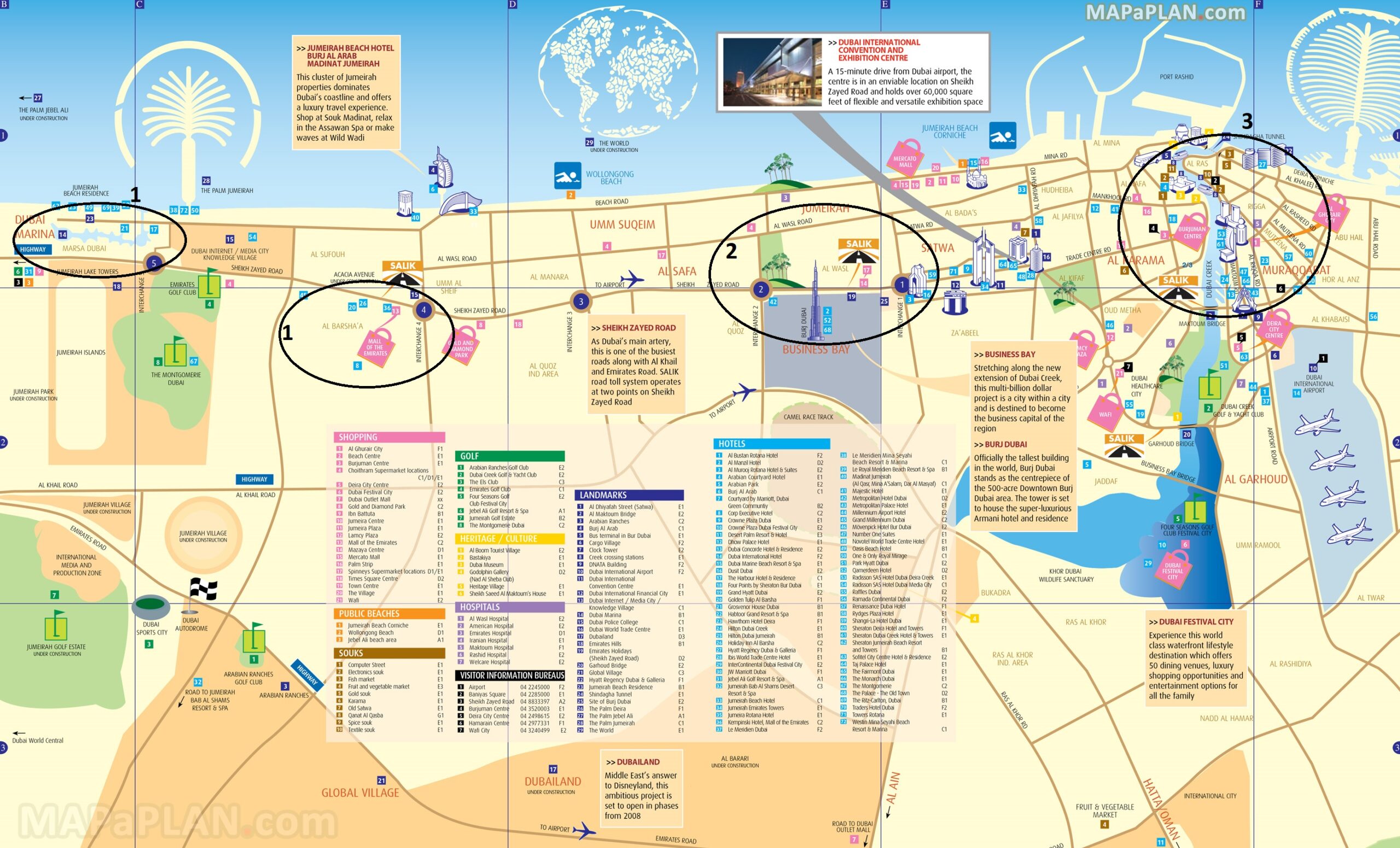 Dubai top tourist attractions maps